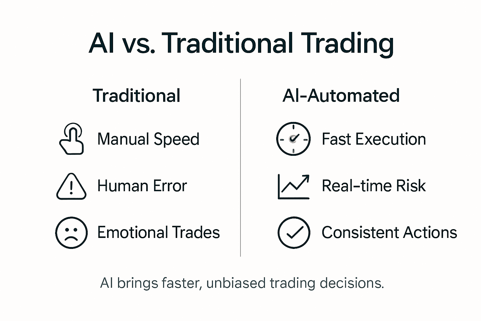 Infographic comparing AI and traditional trading features