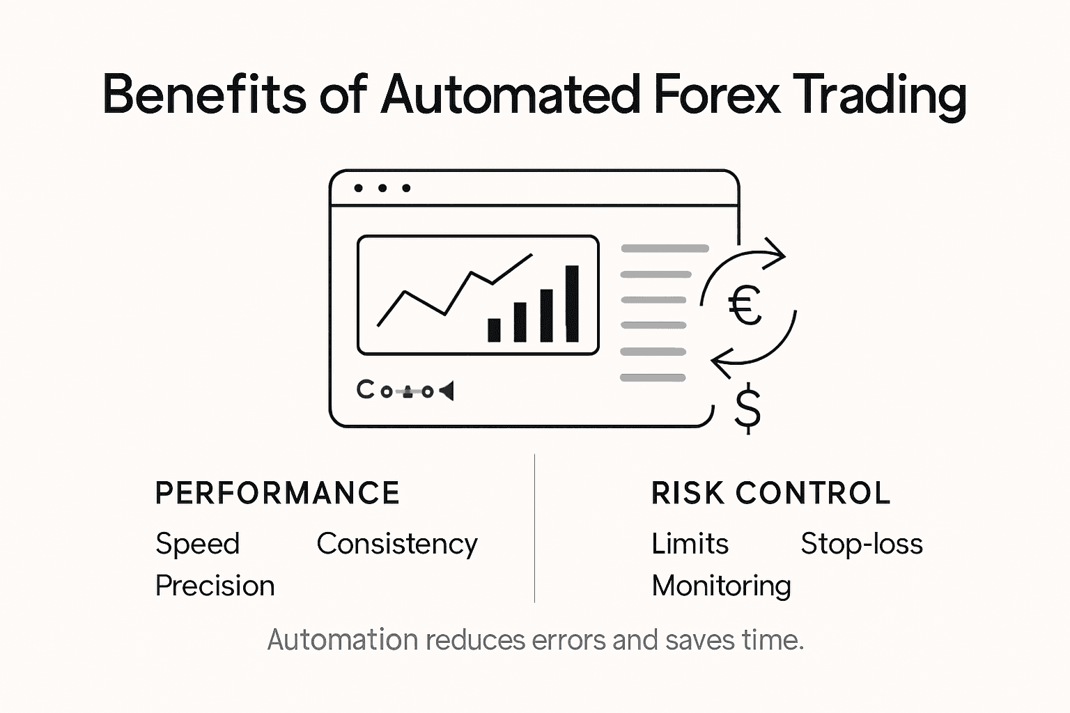Infographic showing automated forex trading benefits