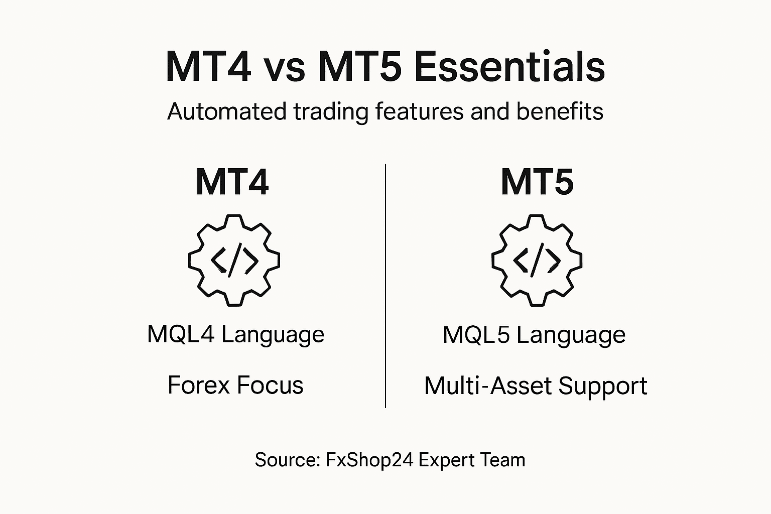 Infographic MT4 vs MT5 automated trading