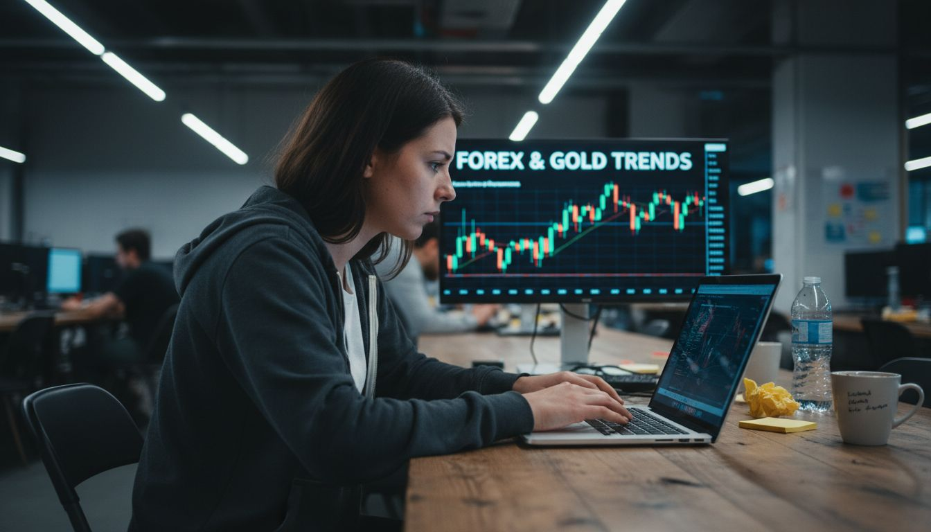 Analyst reviewing AI trading system data