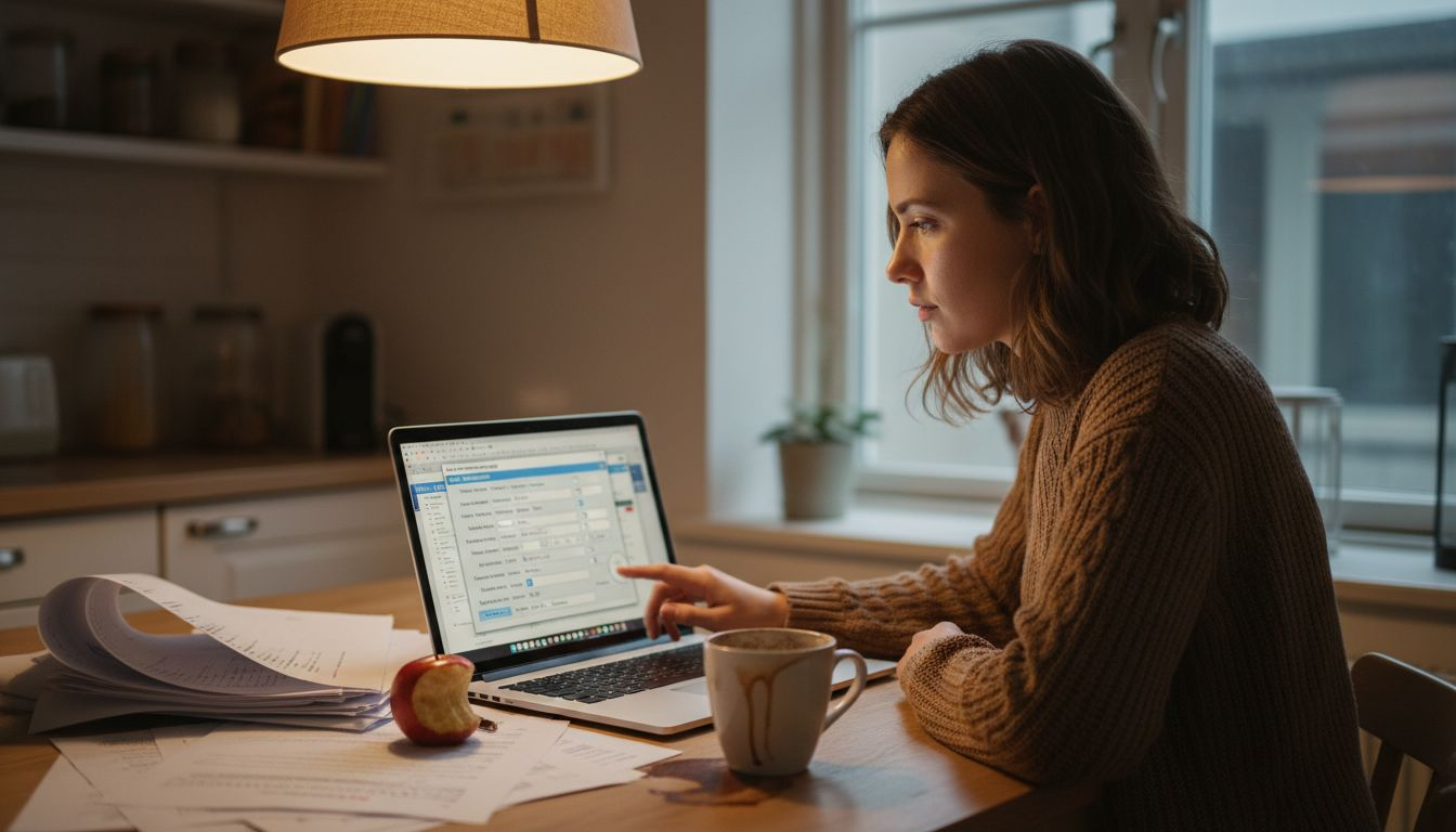 Woman configuring expert advisor settings on laptop