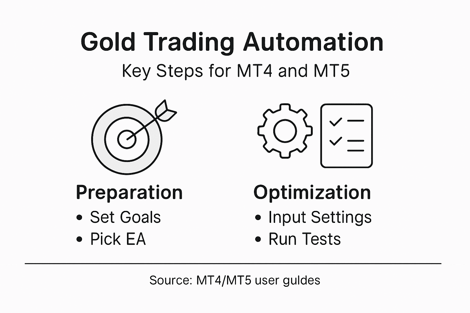 Infographic showing steps to automate gold trading
