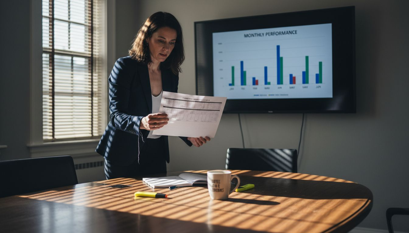 Woman analyzing forex robot performance data