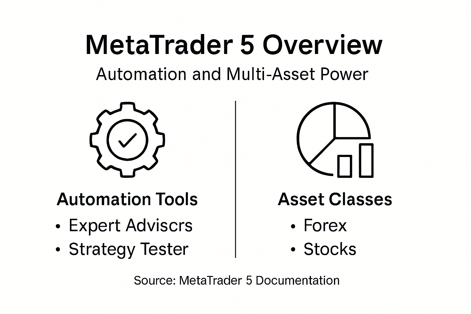 Infographic showing MT5 automation and asset types