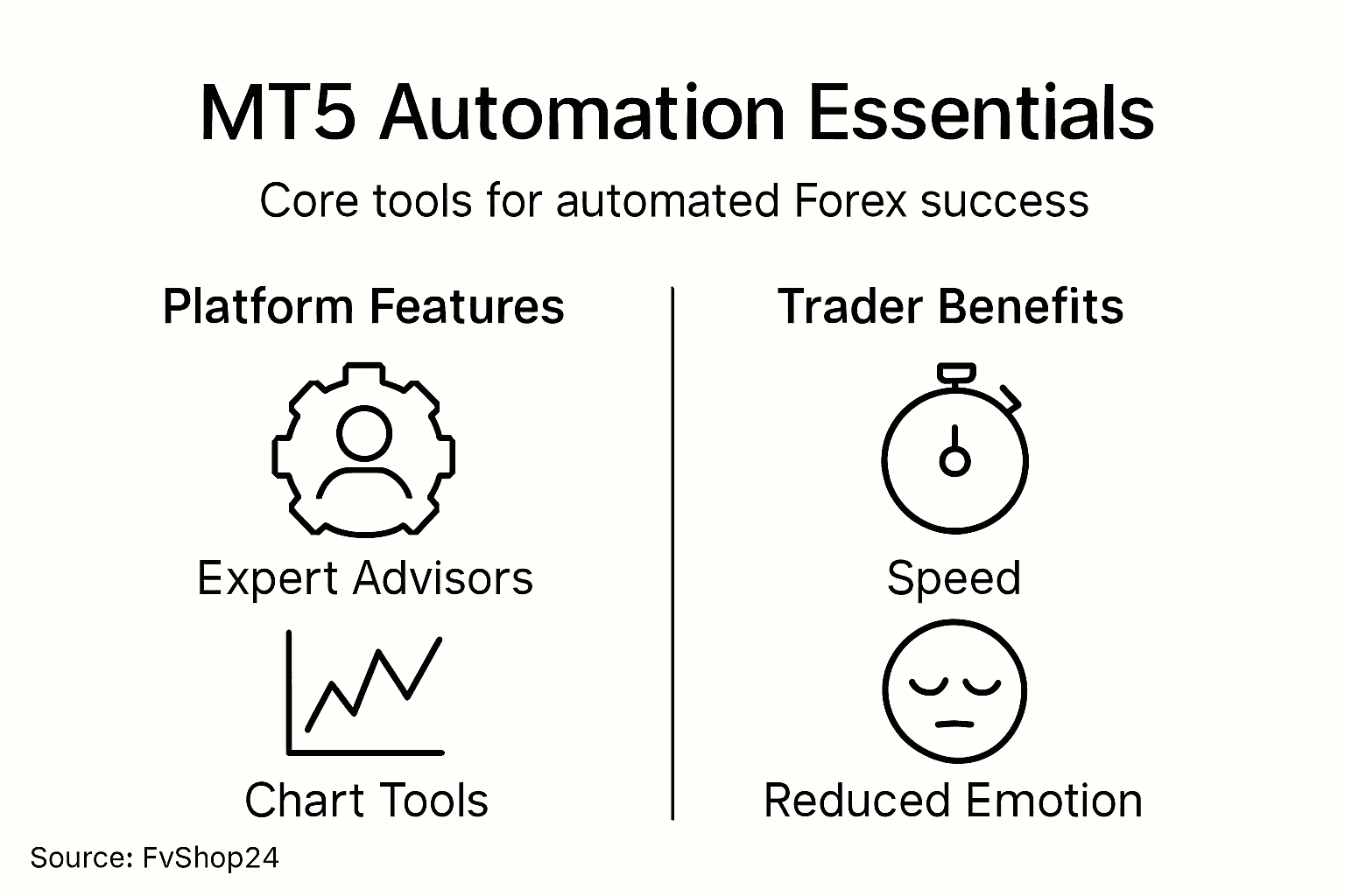 Infographic shows MT5 automation core features