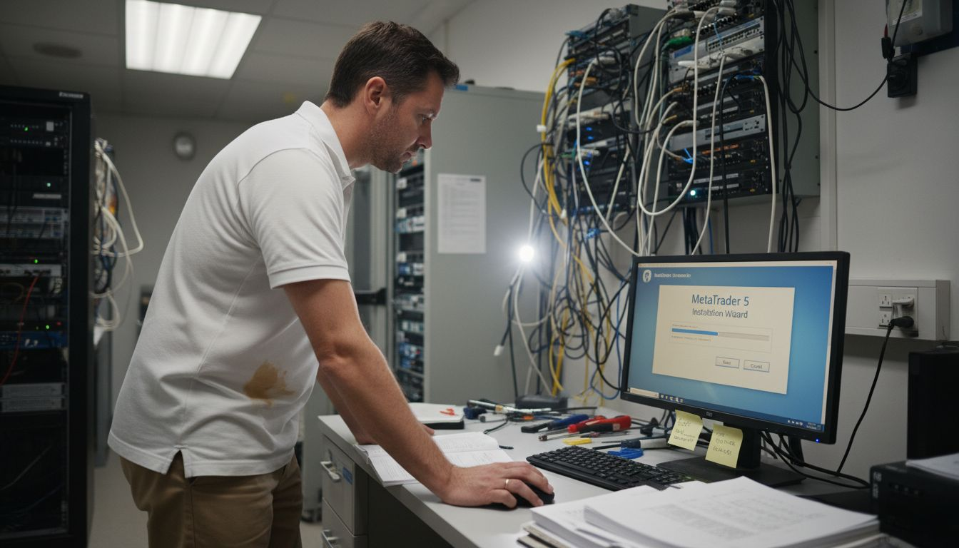 Technician installing MetaTrader trading platform