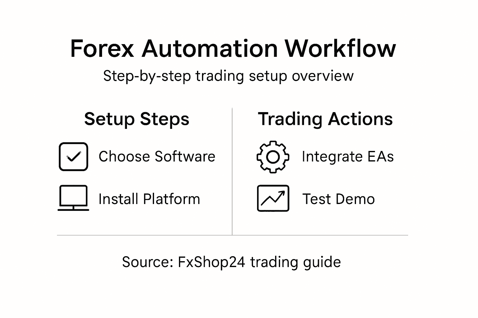 Forex automation workflow infographic overview