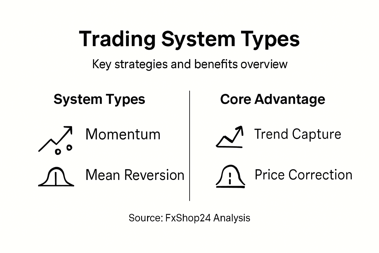 Infographic summarizing trading system strategy types