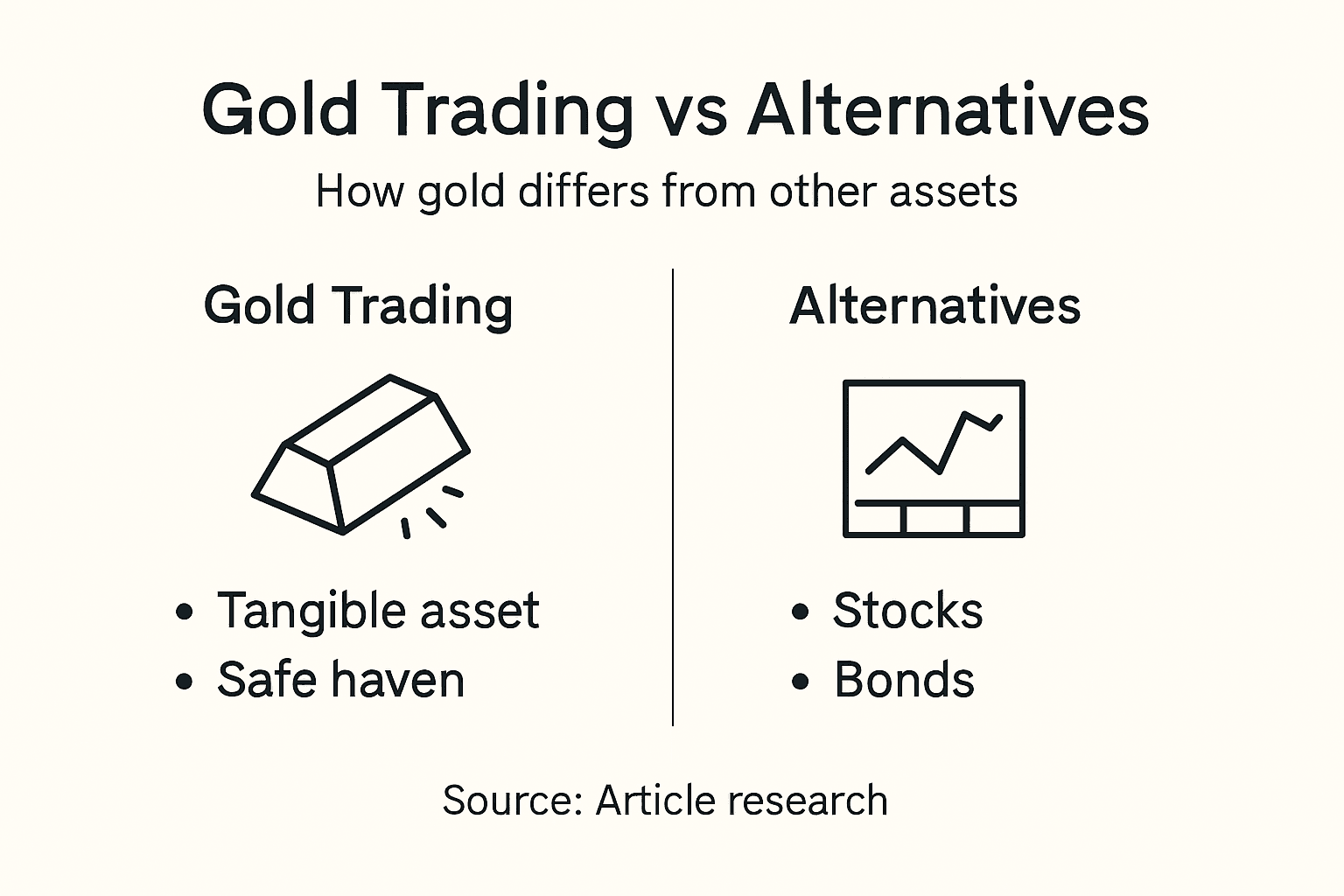 Infographic comparing gold trading to alternatives