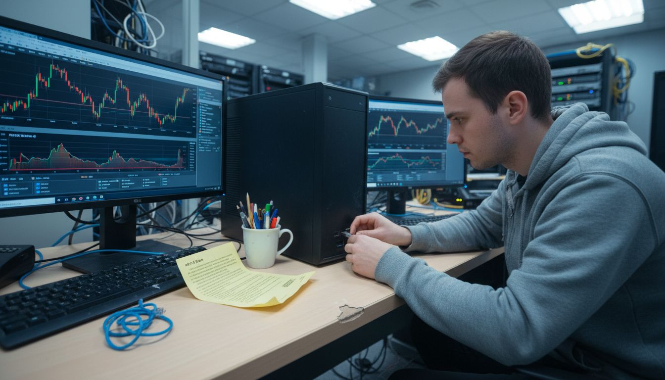 Technician installing tools on MetaTrader workstation
