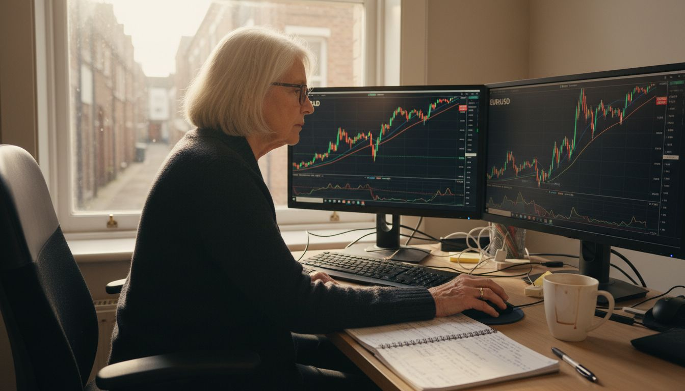 Trader analyzing forex and gold with MT5