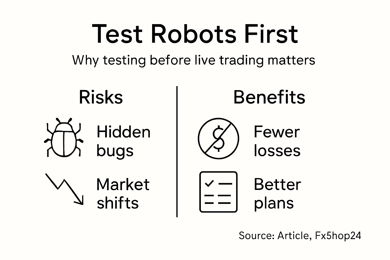Infographic of trading robot risks and benefits