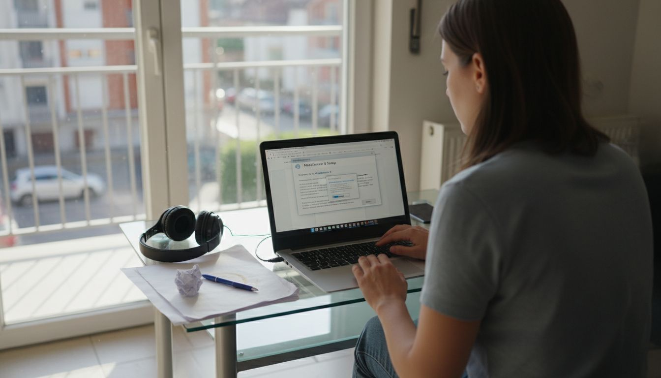 Woman installing MetaTrader on laptop