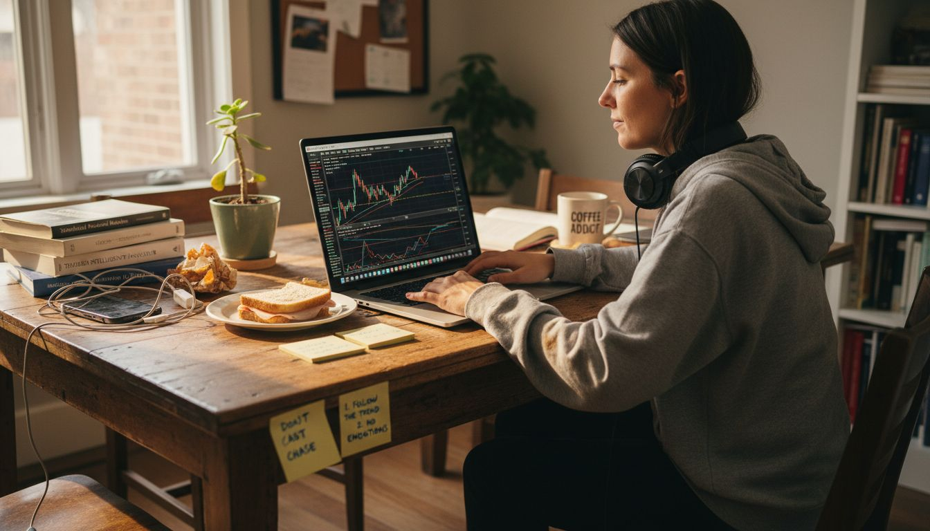 Trader adjusting indicators for gold analysis