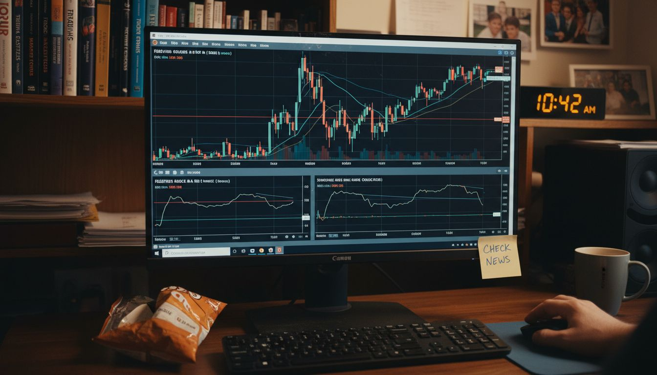 Closeup of MT4 oscillators on desktop monitor