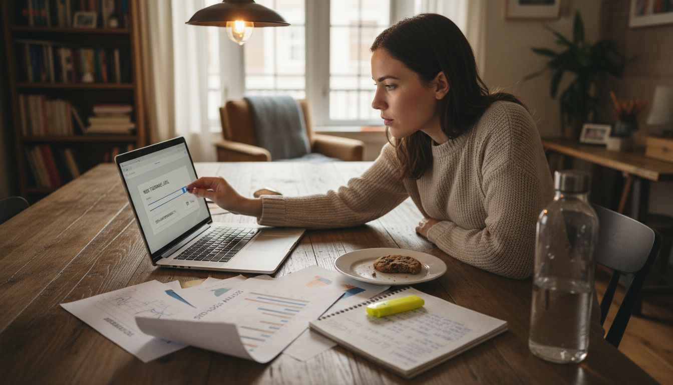 Trader reviewing risk management charts and notes