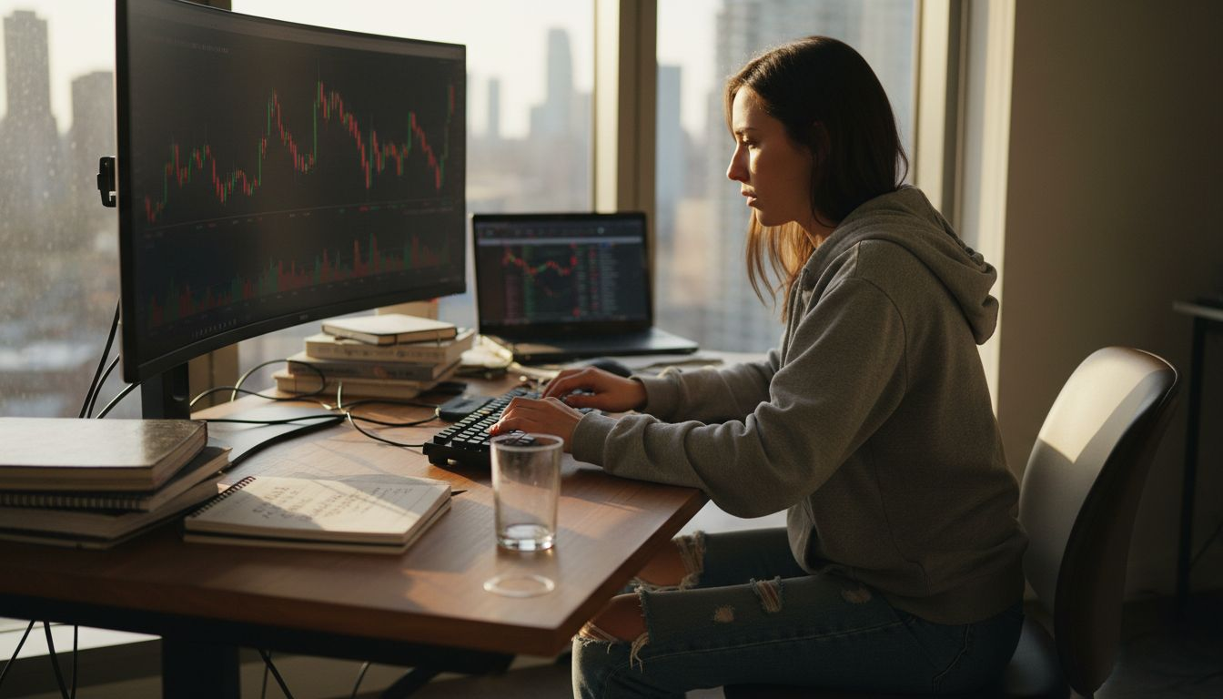 Female trader pausing for emotional control