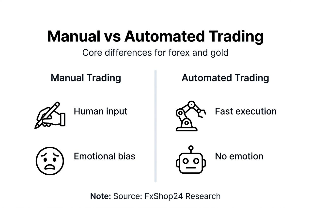 Infographic comparing manual and automated trading