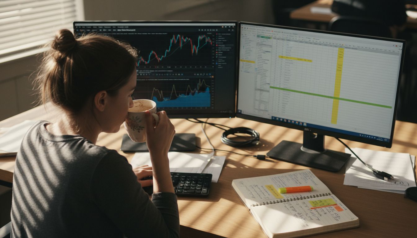 Analyst entering risk data with MT5 graphs
