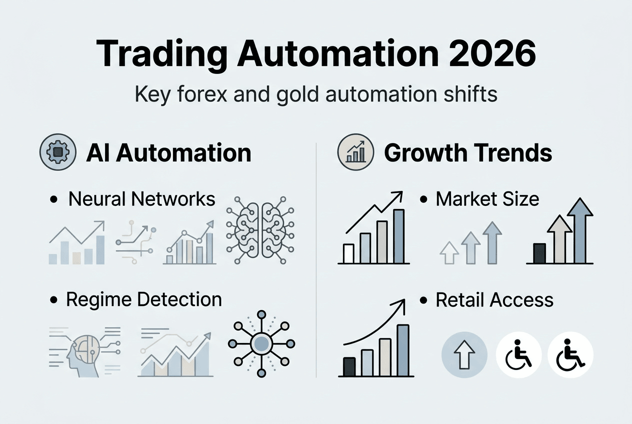 Infographic summarizing 2026 trading automation trends