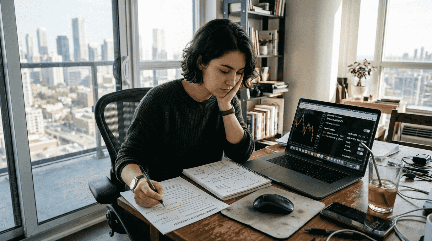 Trader reviewing multi-strategy expert advisor