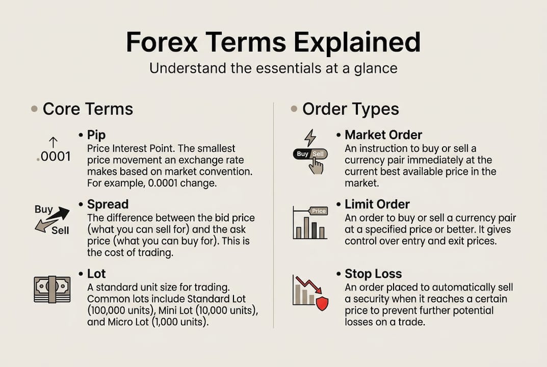 Infographic of essential forex trading terms