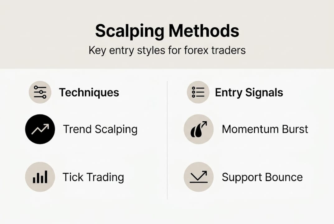 Infographic showing main forex scalping methods