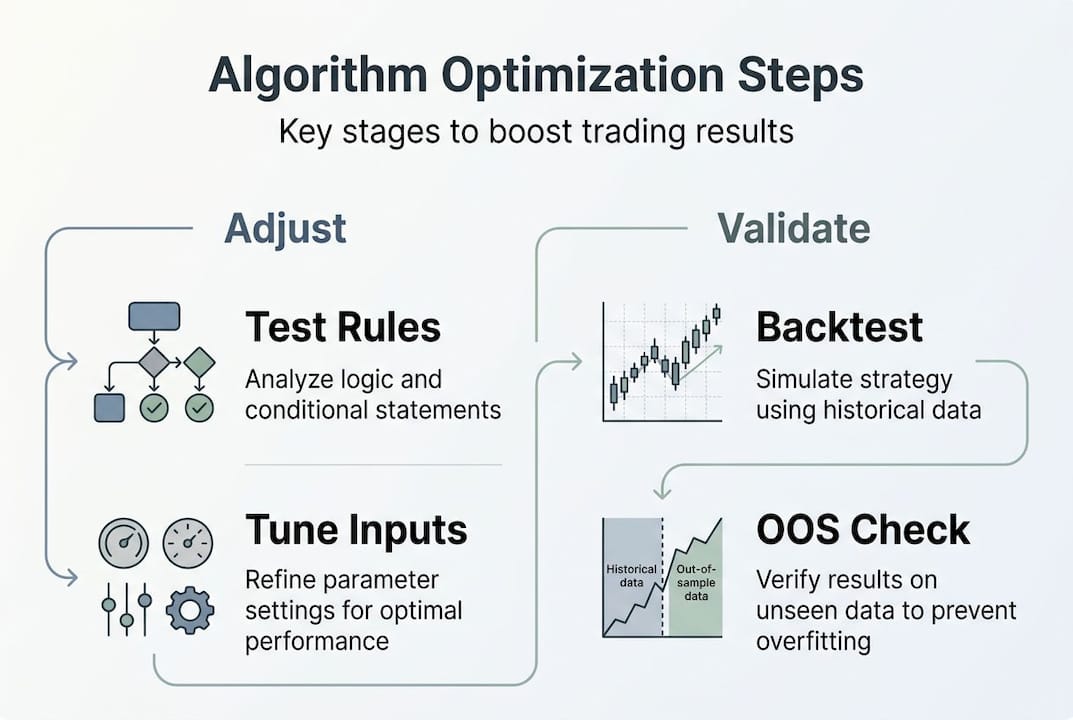 Infographic on steps to optimize trading algorithms