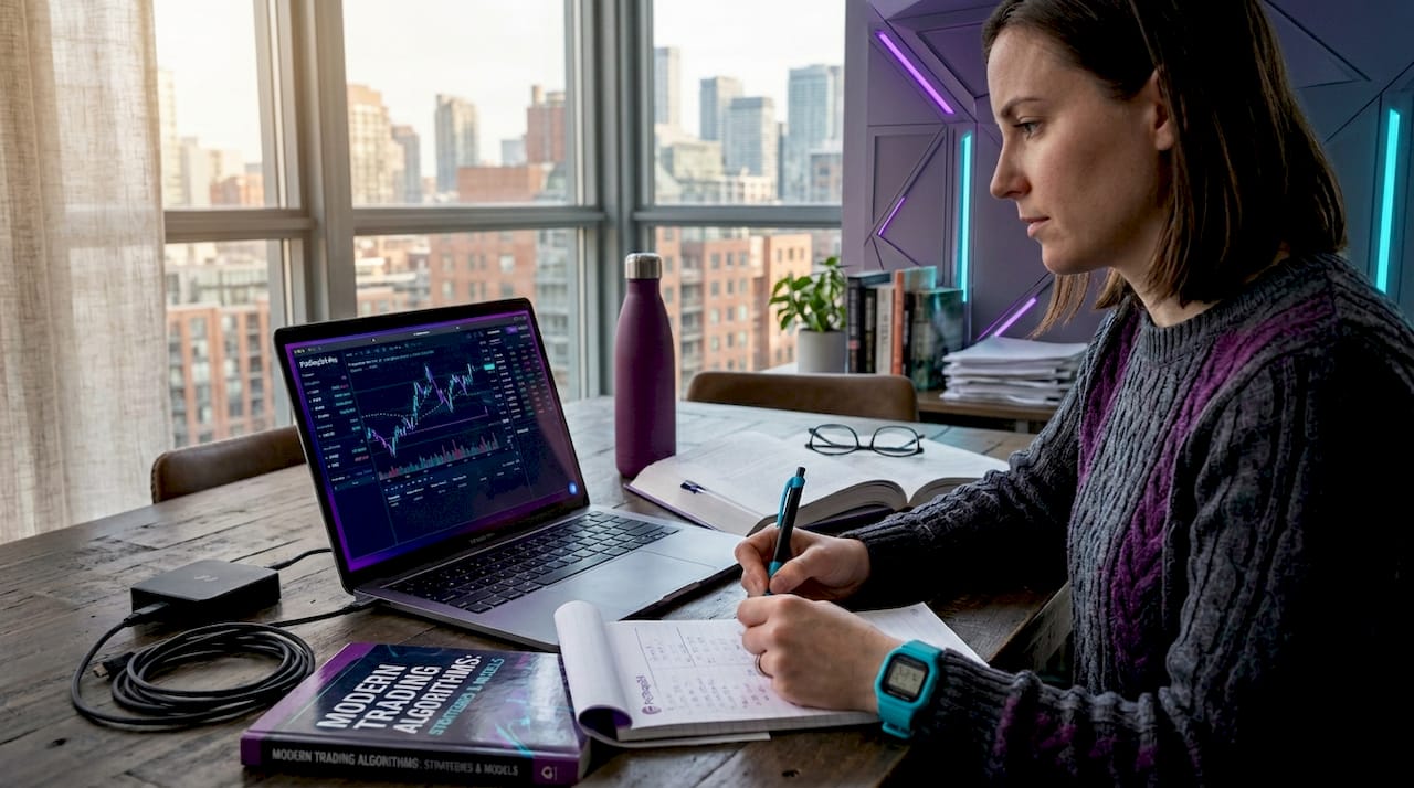 Trader reviewing daily profit distributions at dining table