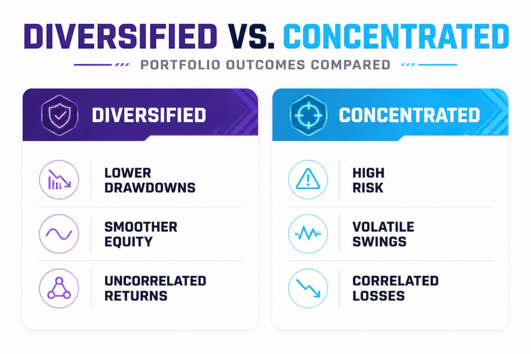 Infographic comparing diversified and concentrated portfolios