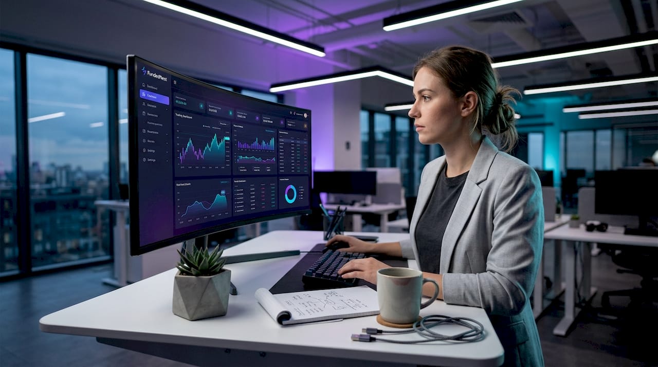 Analyst reviews prop firm trading dashboard