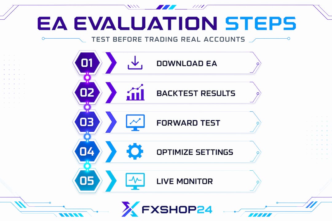 Infographic showing EA instant download evaluation steps