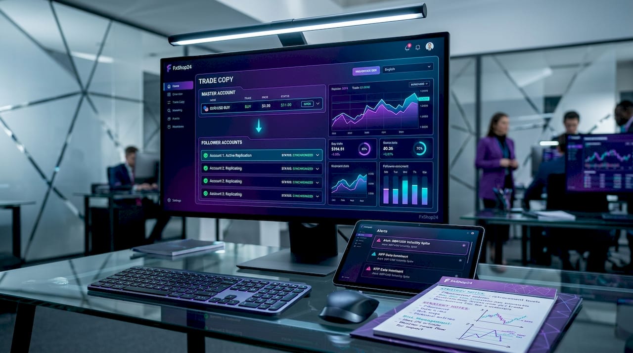 Trade copy software interface showing trade duplication