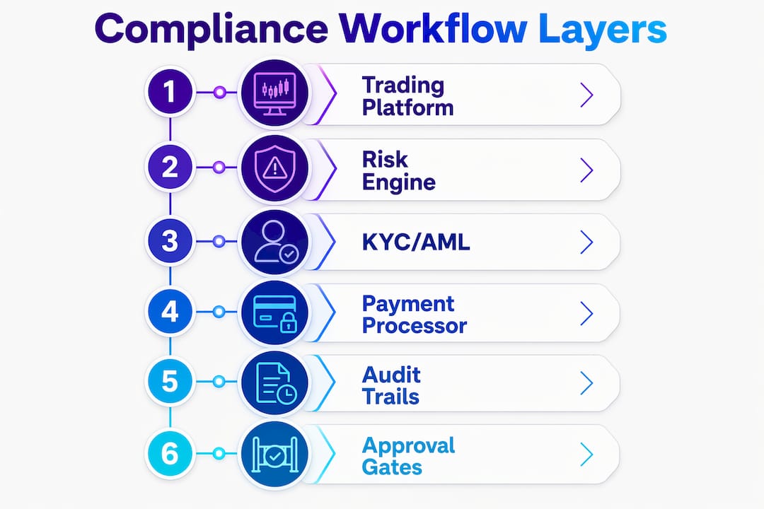 Infographic illustrating workflow layers vertically