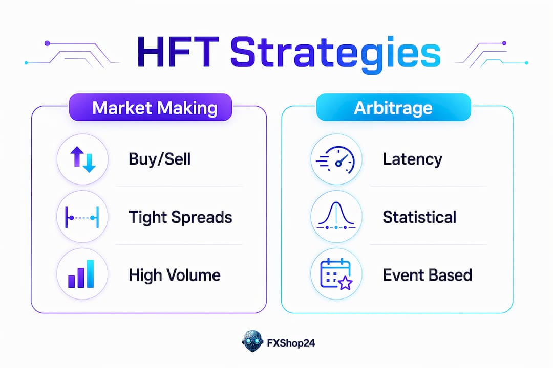 Infographic comparing main high-frequency trading strategies
