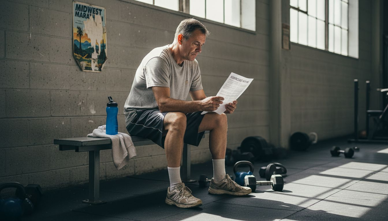 Man reviewing exercise myths at gym