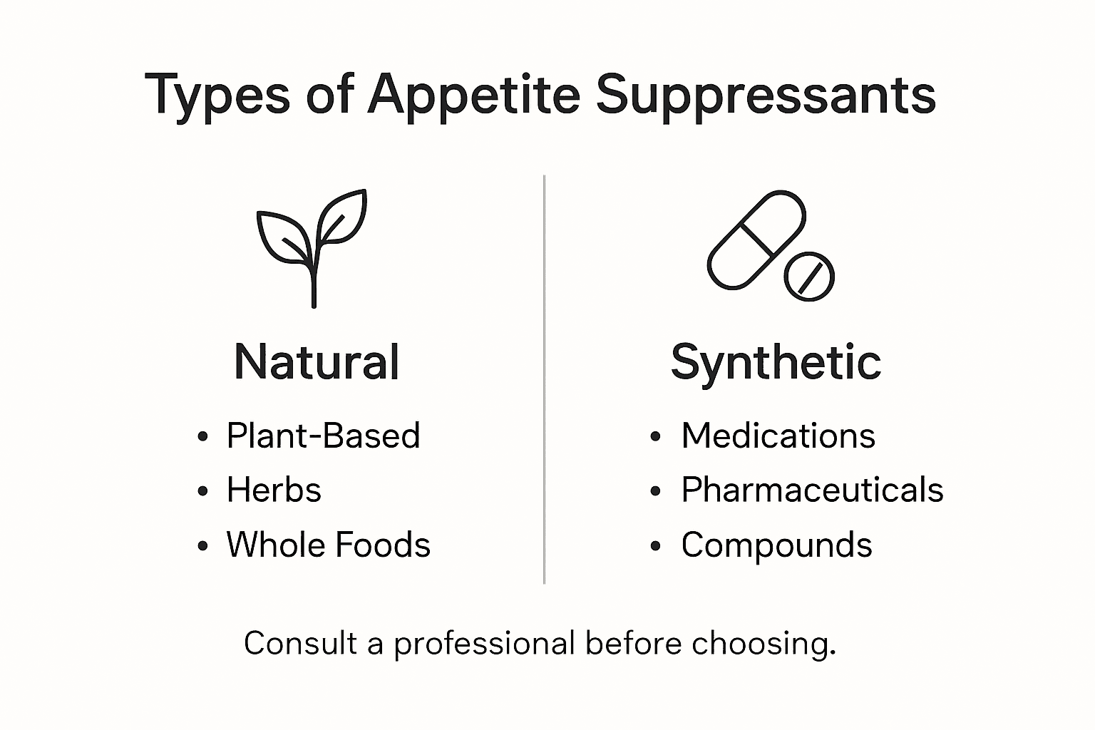 Infographic comparing natural versus synthetic suppressants