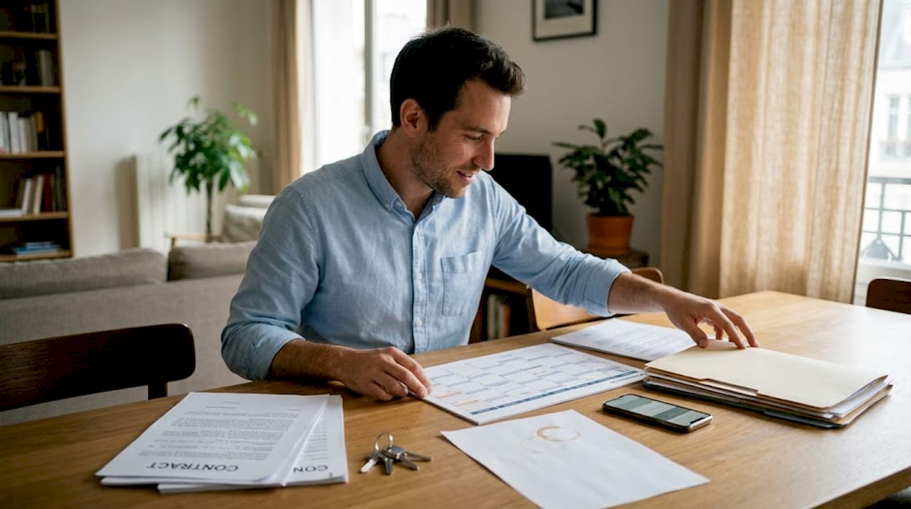 Un responsable en plein tri de dossiers, organisant son planning, installé à son bureau.