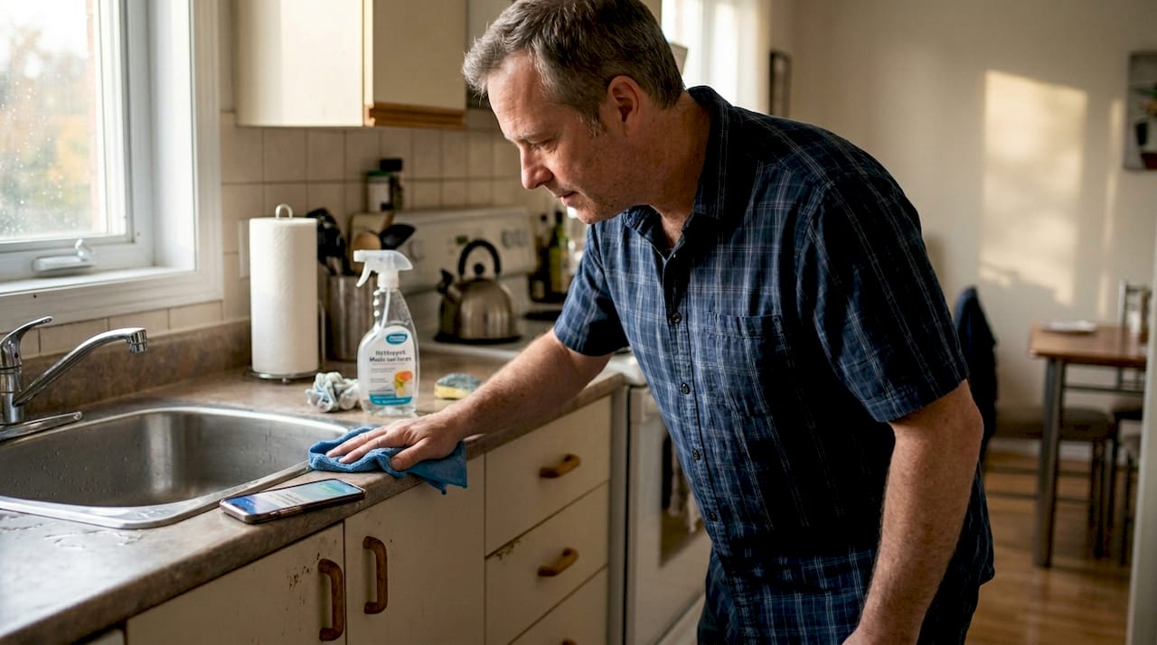 Agent d’entretien travaillant avec des outils de gestion automatisée