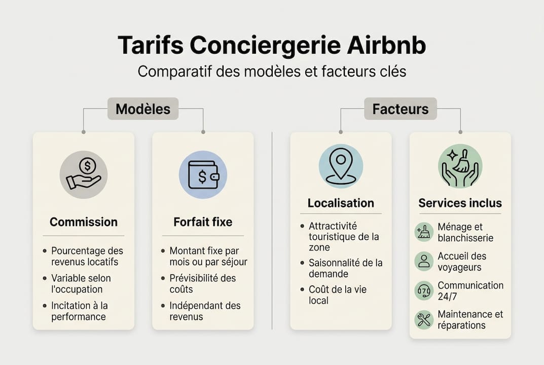 Aperçu visuel des différents modèles de tarification pour les services de conciergerie