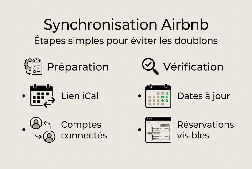 Infographie : les différentes étapes pour synchroniser son calendrier Airbnb