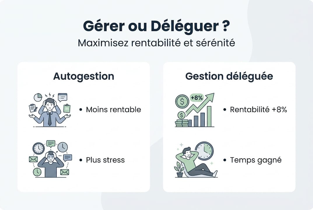 Infographie : gestion locative Airbnb – confier à un professionnel ou gérer soi-même ?