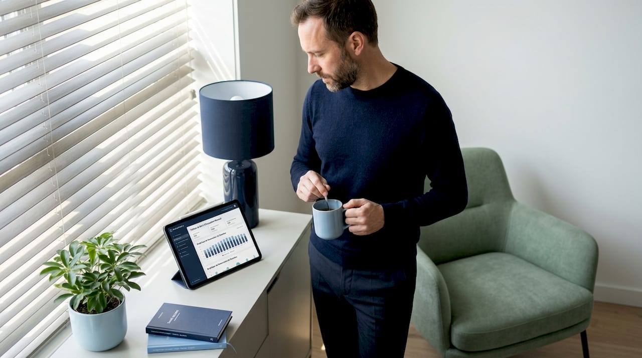 Un homme analyse les courbes de la demande locative au fil des saisons.