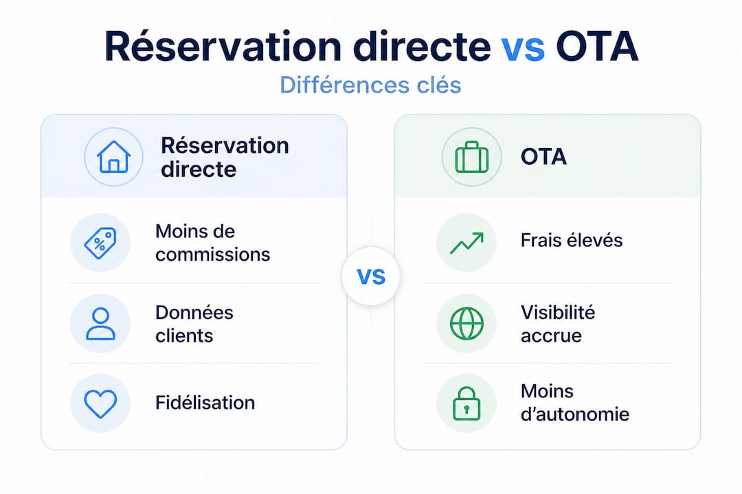 Infographie : Réservation en direct ou via une plateforme, quelles différences ?