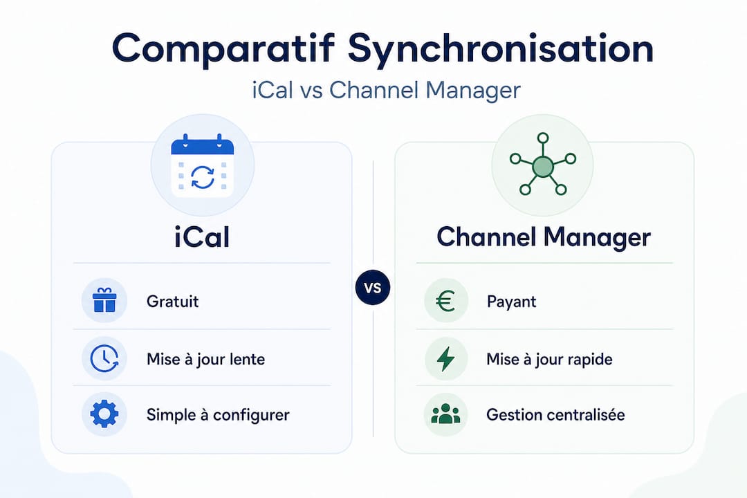 Infographie : comparatif entre iCal et un channel manager