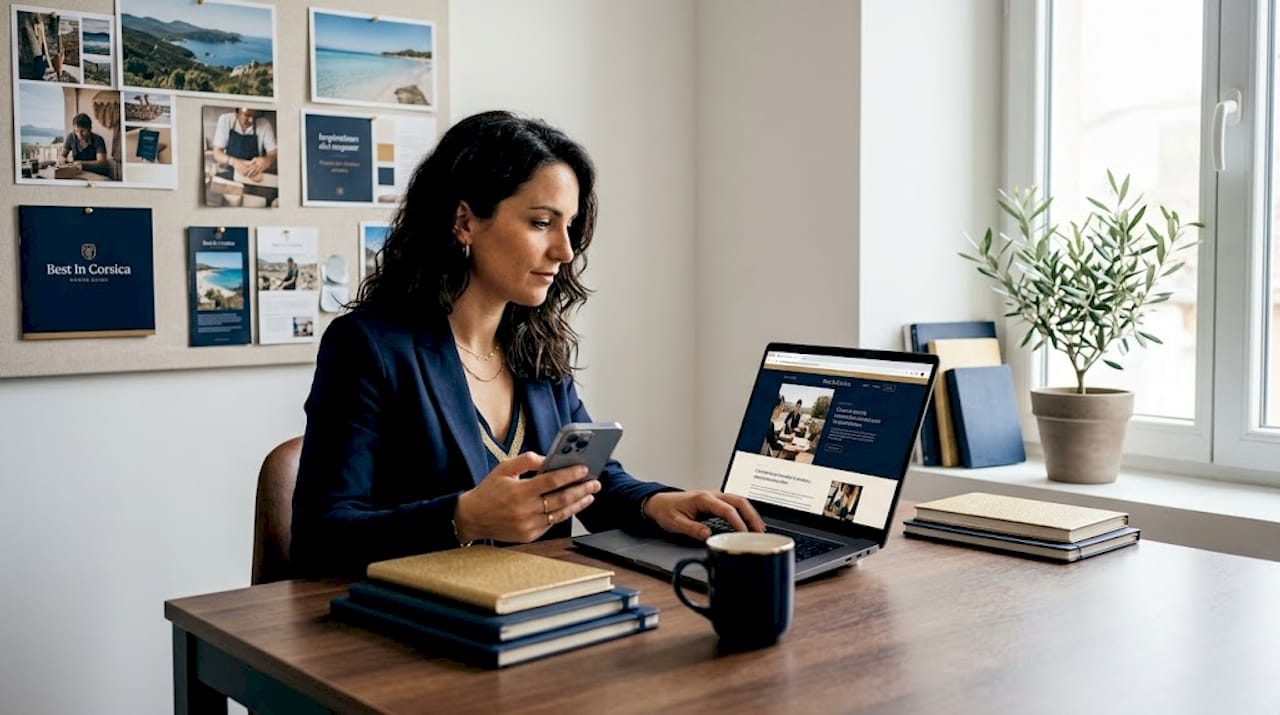 Entrepreneur en train de développer un site internet dédié à la Corse