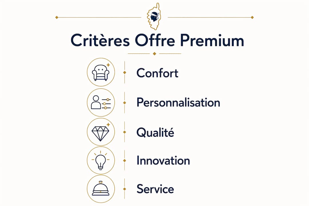 Infographie mettant en avant les critères essentiels d’une offre haut de gamme