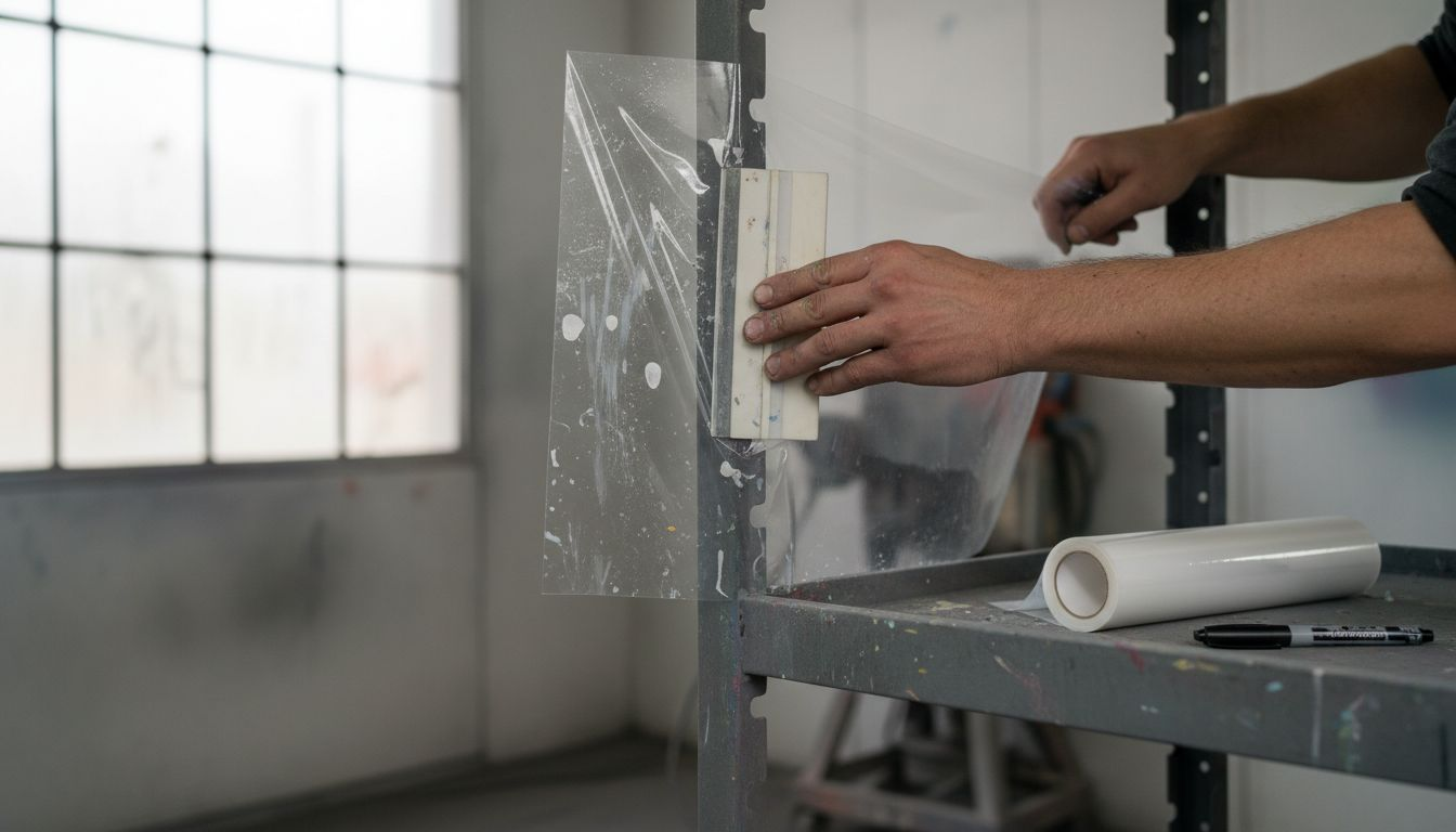 Hands smoothing spray booth wall protector