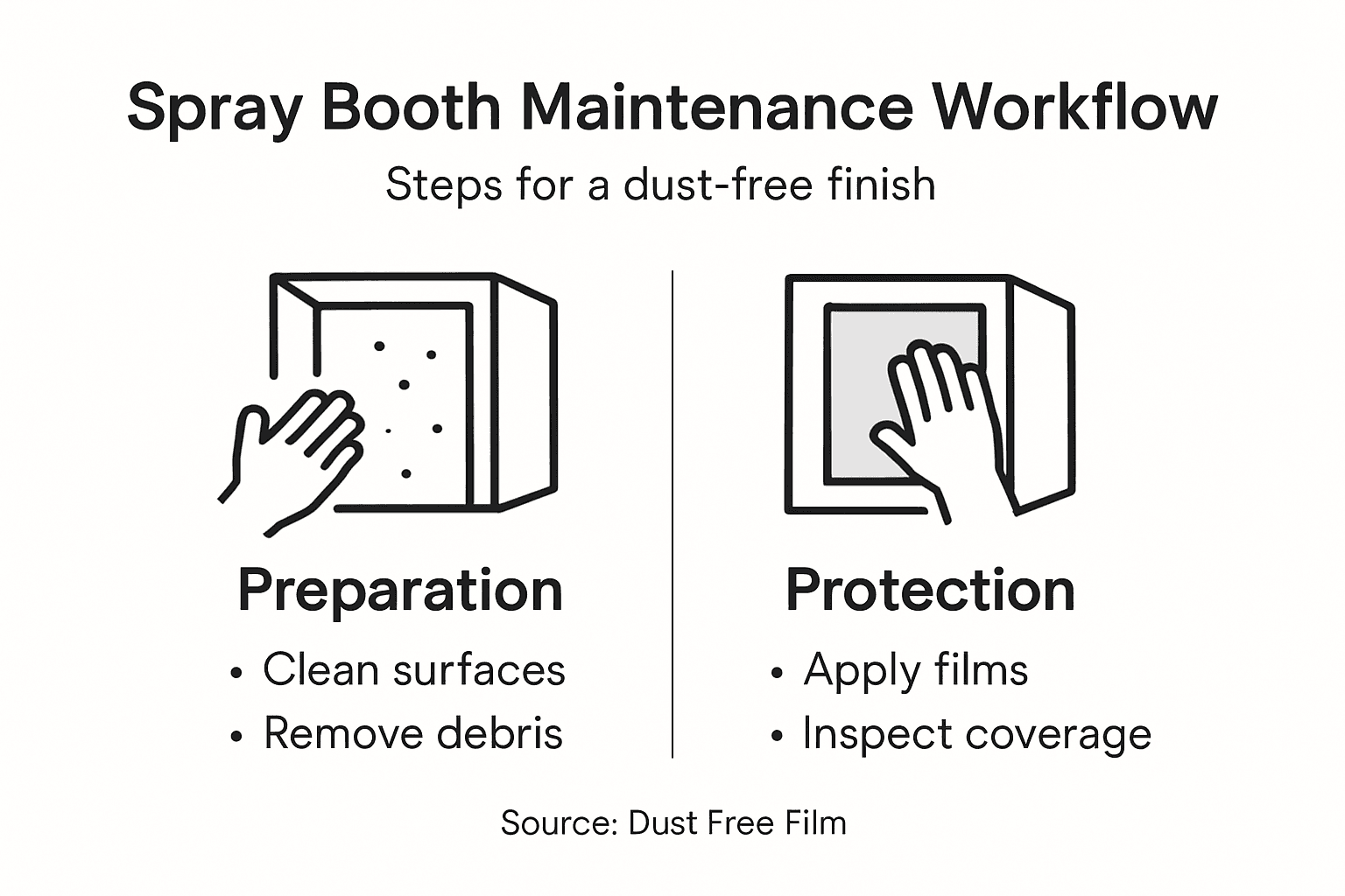 Infographic showing booth maintenance workflow steps