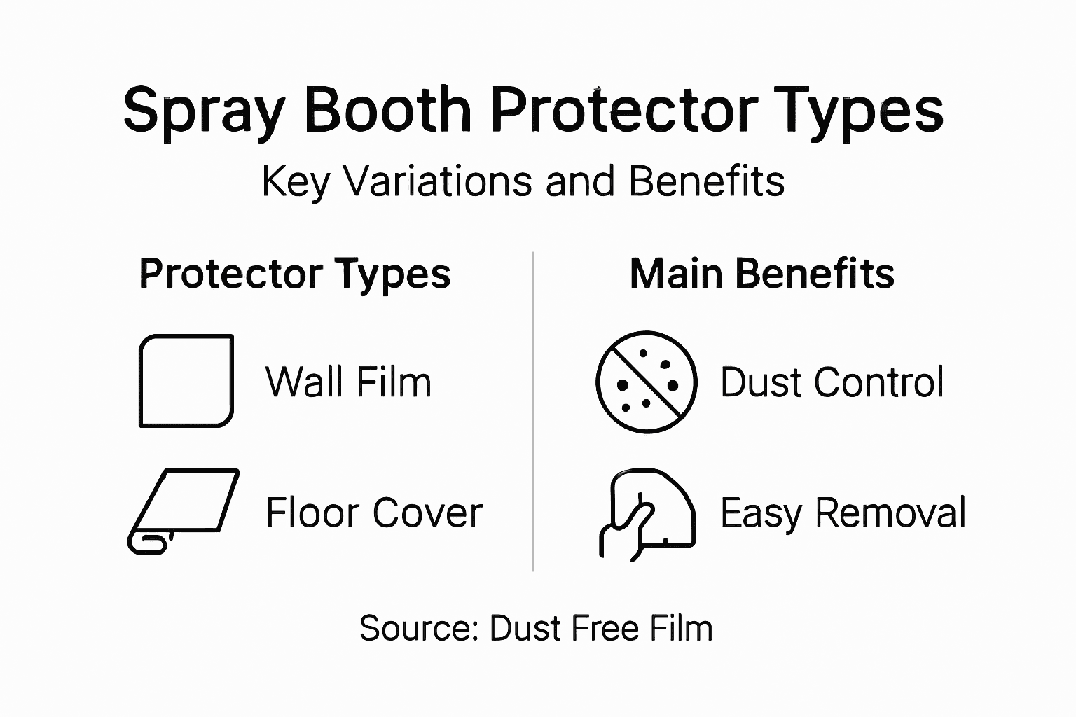 Infographic comparing spray booth protector types